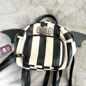 Beetlejuice black and white small backpack